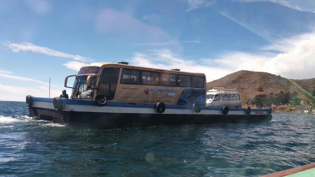 Bus on Lake Titicaca